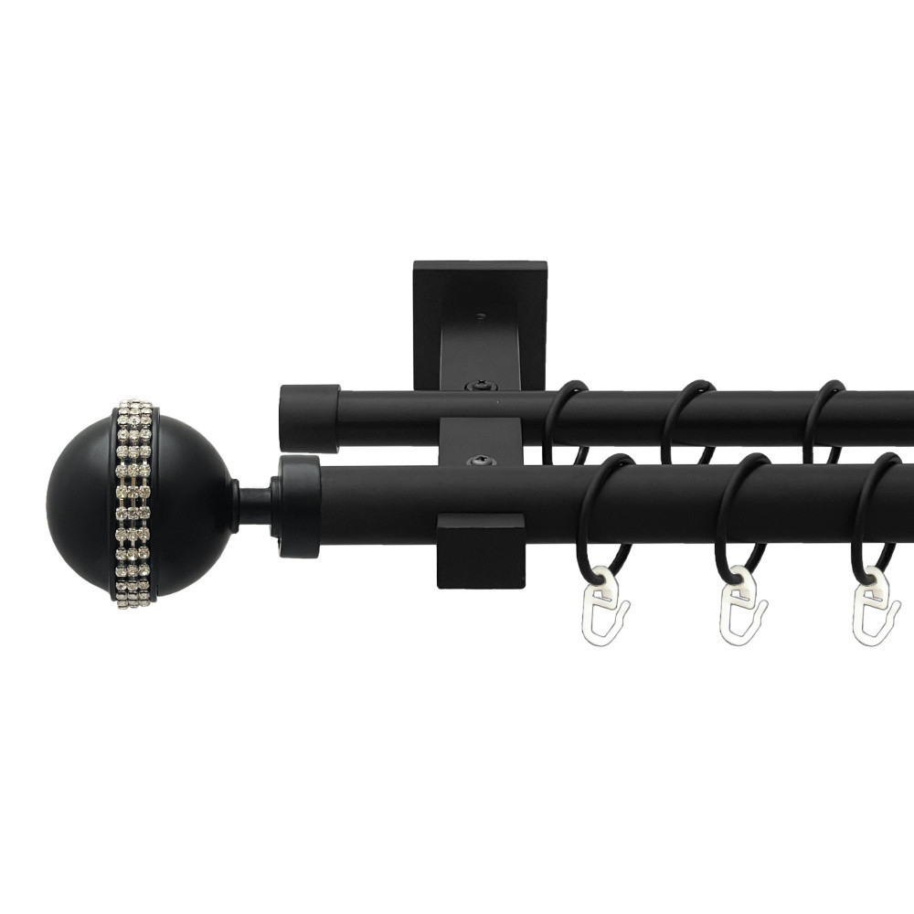 Карниз Orvit Авея металевий дворядний техно гладка труба кільце металеве Чорний Оксамит 25\19 мм 240 см Львов - изображение 1