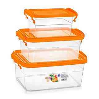 Контейнер для харчових продуктів квадратний (набір 3шт) (кольори в асортименті) Харків