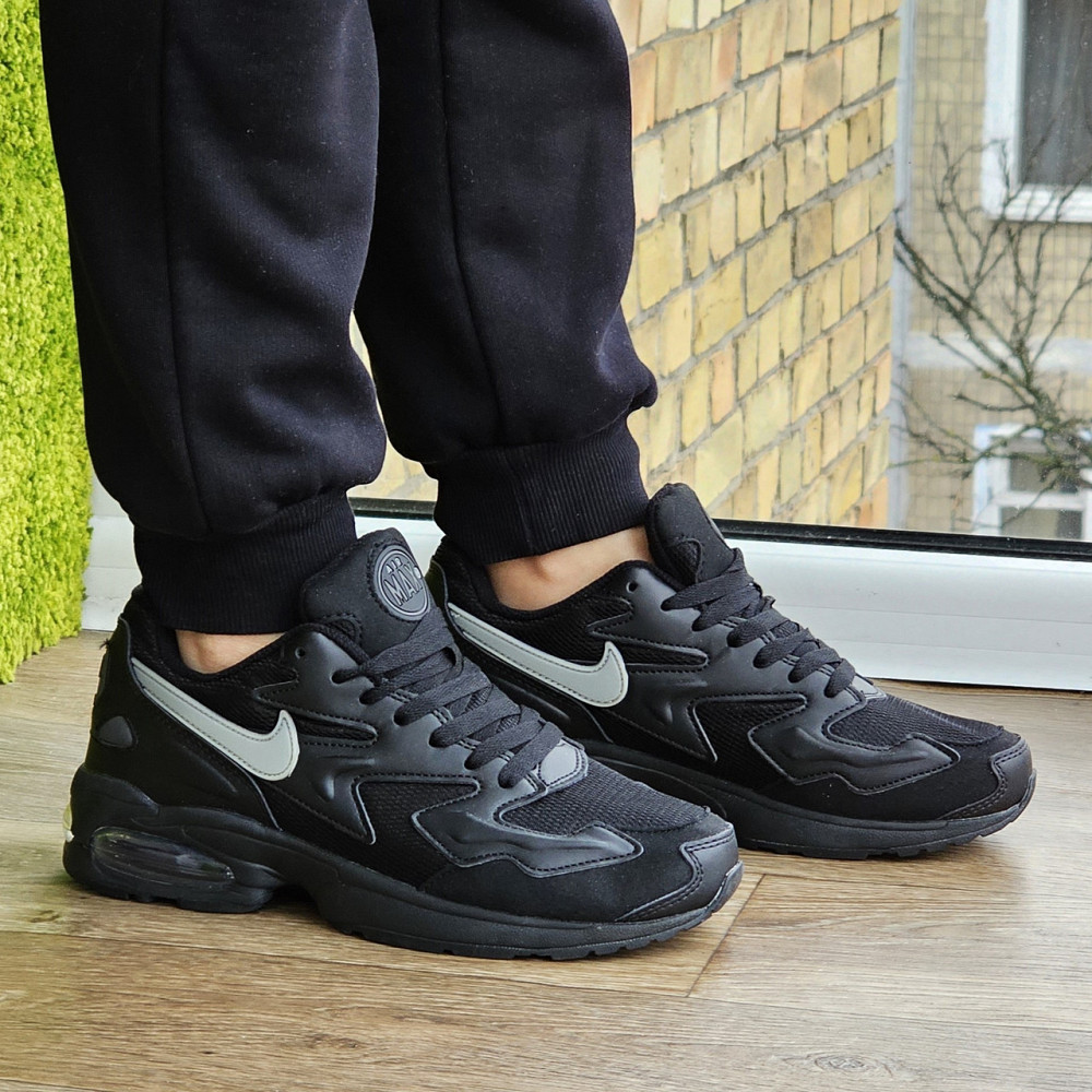 Мужские Чёрные Кроссовки Nike 90 Air Max 2 Кожаные Найк для бега (размеры: 41,42,43,44) Видео Обзор Днепр - изображение 6