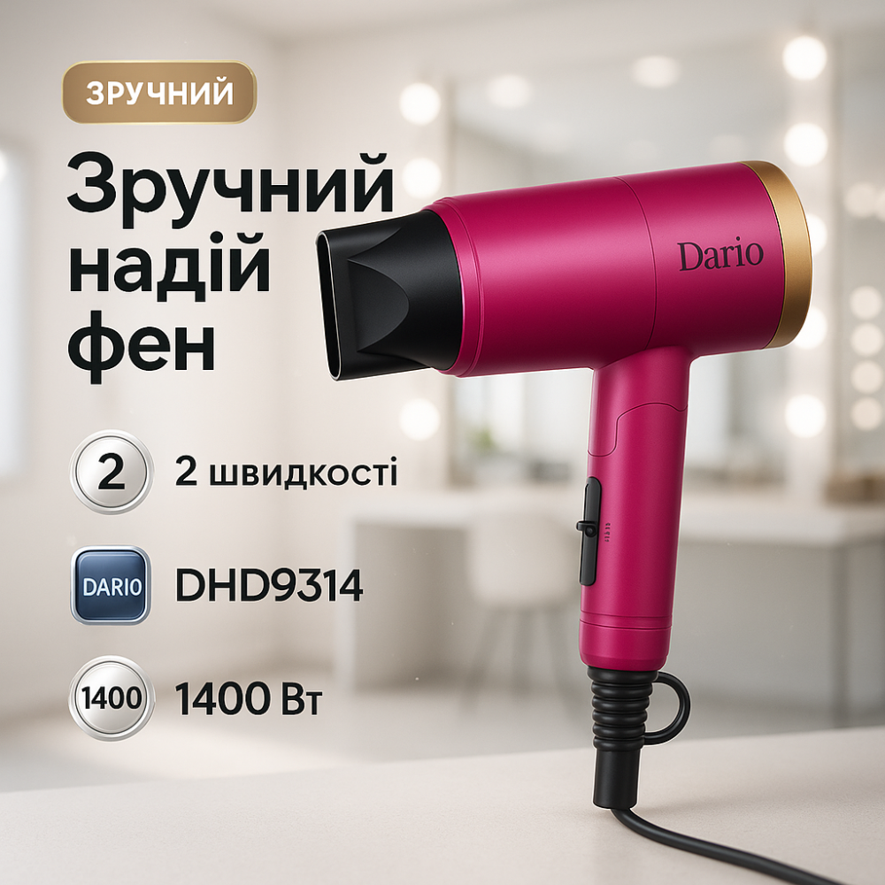 Фен для укладання будь-якого волосся DARIO, Професійний фен з іонізацією і термозахистом ZW-59 Львів - фото 3
