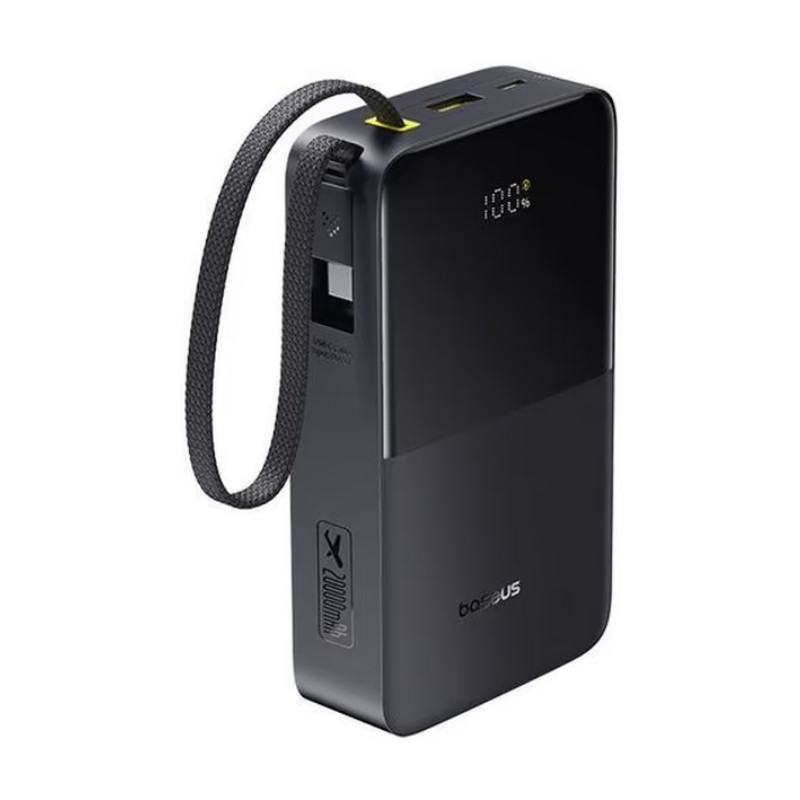 Зовнішній акумулятор Baseus EnerFill FC51 Bipow2 Pro Digital Display Power Bank with Built-in Cable 20000mAh 22.5W Cosmic Black Київ - фото 1