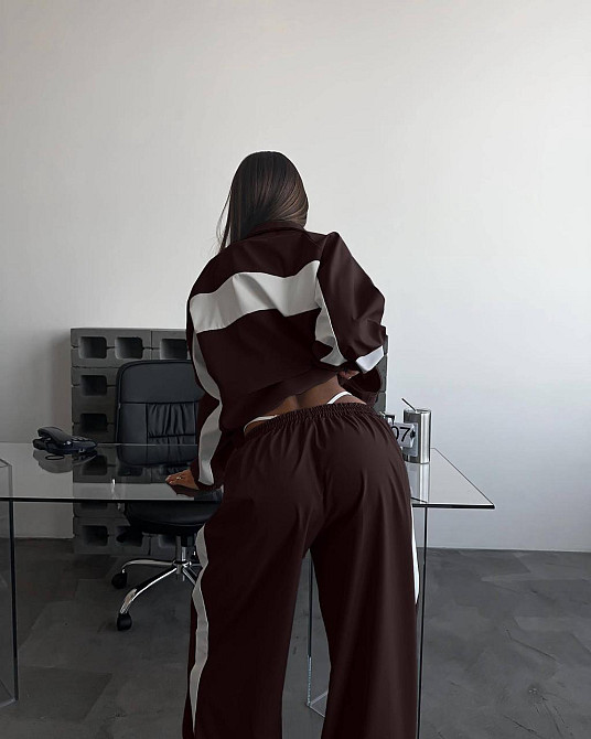 Женский стильный оверсайз костюм двойка плащевка Эмми + подклад спорт Шоколад, 46/48 Одесса - изображение 3