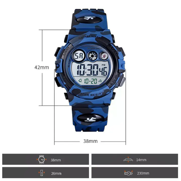 Детские спортивные часы Skmei 1547 Kids (секундомер, будильник) Синий камуфляж Винница - изображение 4