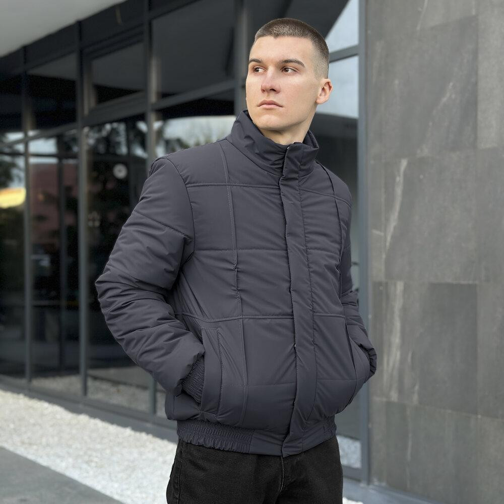 Темно-серая мужская куртка демисезонная без капюшона Pobedov Axmont Киев - изображение 7