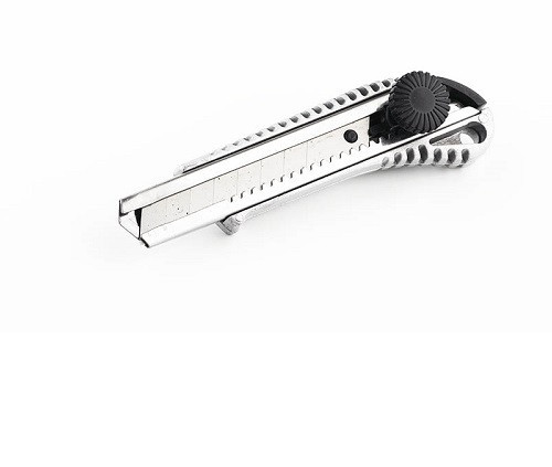 Нож выдвижной 18мм металлический, обрезиненный корпус, винтовой замок СИЛА Ровно - изображение 1