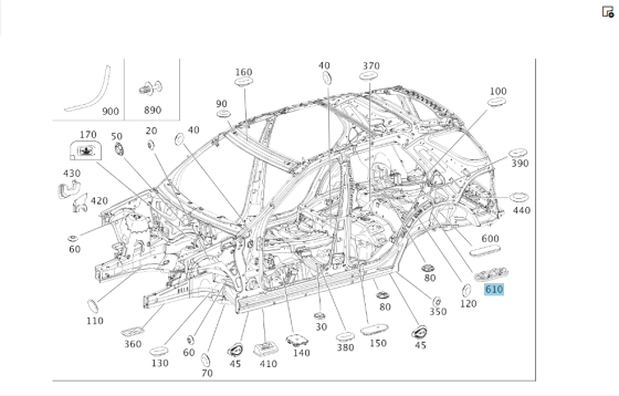 Mercedes-Benz  A2518351498 Гумовий тримач - ущільнювач трубок кондиціонера R-class short W251 GL X164 GL/GLS X166 R-class long V251 Одесса