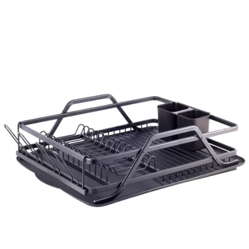 Сушарка для посуду 59*38*13см з піддоном алюміній чорний 751 KAMILLE Житомир