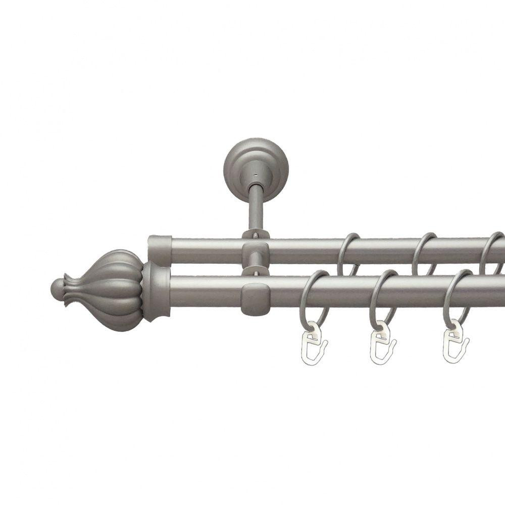 Карниз Orvit Таджа металевий дворядний відкритий гладка труба кільце металеве Сатин 19\16 мм 160 см (00-00013748) Львів - фото 1