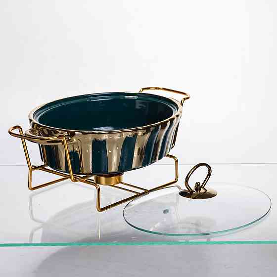 Мармит фарфоровый настольный круглый 1 литр мармитница с подогревом JY-5 Киев