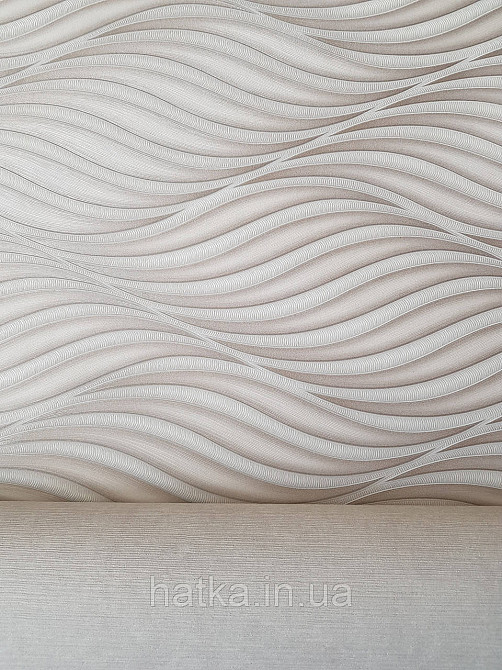 Обои винил на флизелине метровые Sintra Edelina абстракция волны листья структурные 3д голубые серые серебро Киев - изображение 3