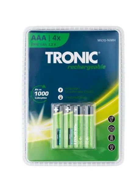 Акумуляторні батареї Micro-NiMH AAA HR03 1000 mAh 1.2v 4 шт зелений TRONIC Полтава - фото 1