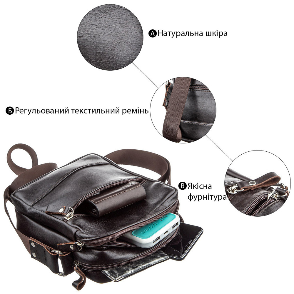 Сумка мужская SHVIGEL 11142 Коричневая Киев - изображение 4