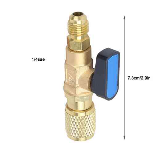 Кран для заправочного шланга под фреон R22, 1/4 SAE, прямой, латунь Вінниця