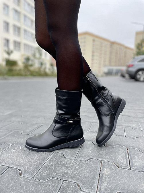 Напівчоботи жіночі ЭММА чорні натуральна шкіра з хутром висота 21 см обхват 29-32 см 40р. (2097 Коломия - фото 8