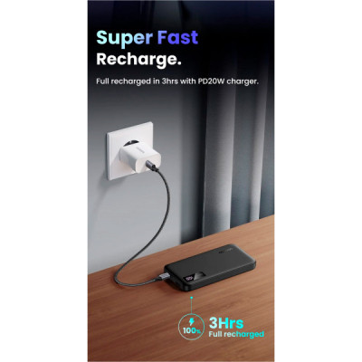 Батарея универсальная Ugreen 10000mAh 20W PD, QC/3.0, USB-A, USB-C Black (PB311) (25742) Винница - изображение 4