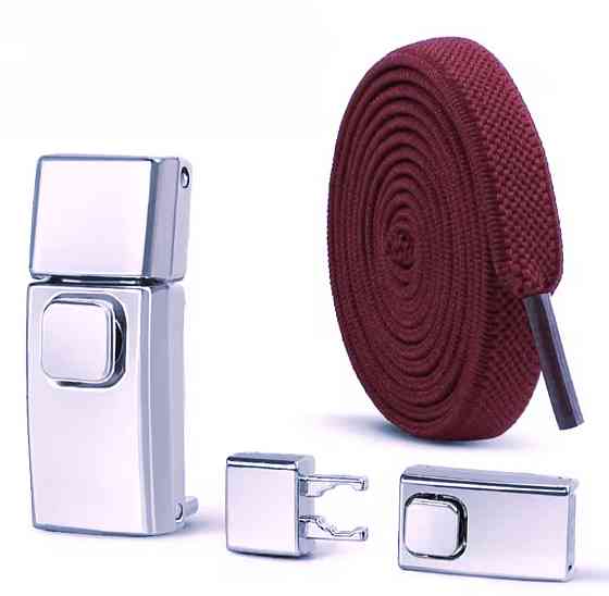 Еластичні шнурки без зав'язок з металевими застібками Бордовий Сміла