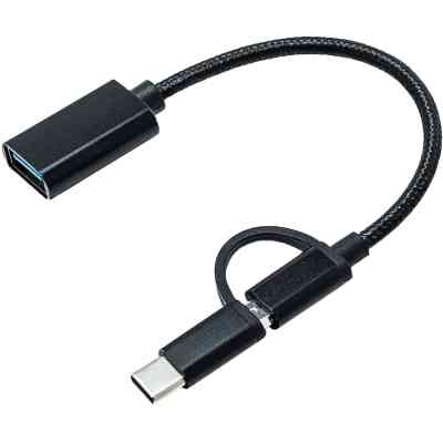 Переходник OTG AC-150 2in1 USB 3.0 - MicroUSB USB Type-C Black XoKo (AC-150-BK) Винница