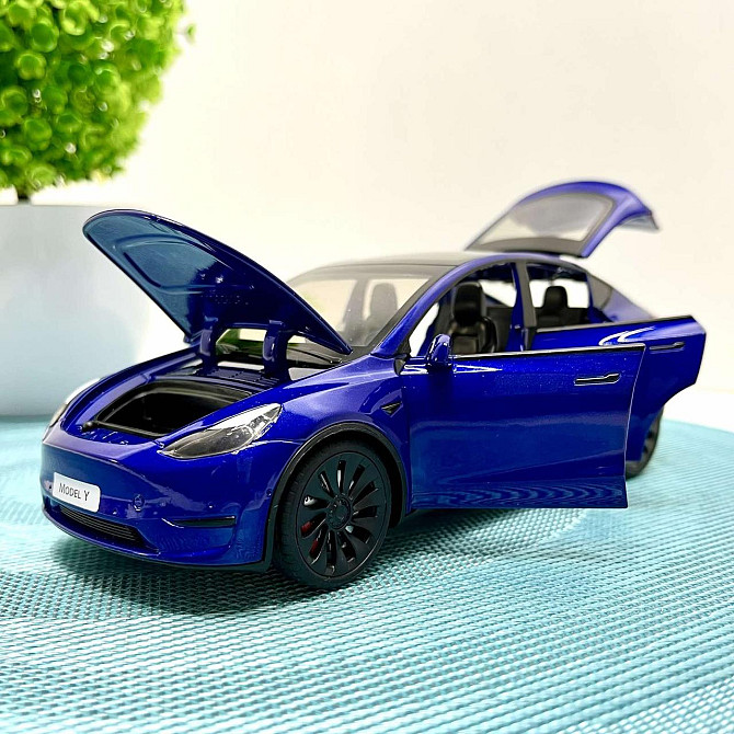 Машина Автосвіт Tesla Model Y інерційна відчиняються двері капот багажник 17см Синя (AP-2001) Чернігів - фото 5