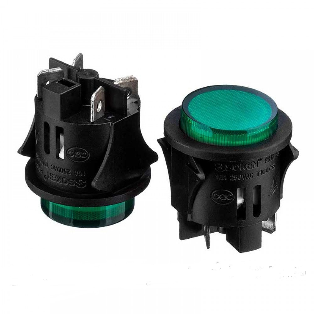 Натискна Кнопка PS-18-16, OFF-ON, 220V, зелений Полтава - фото 1