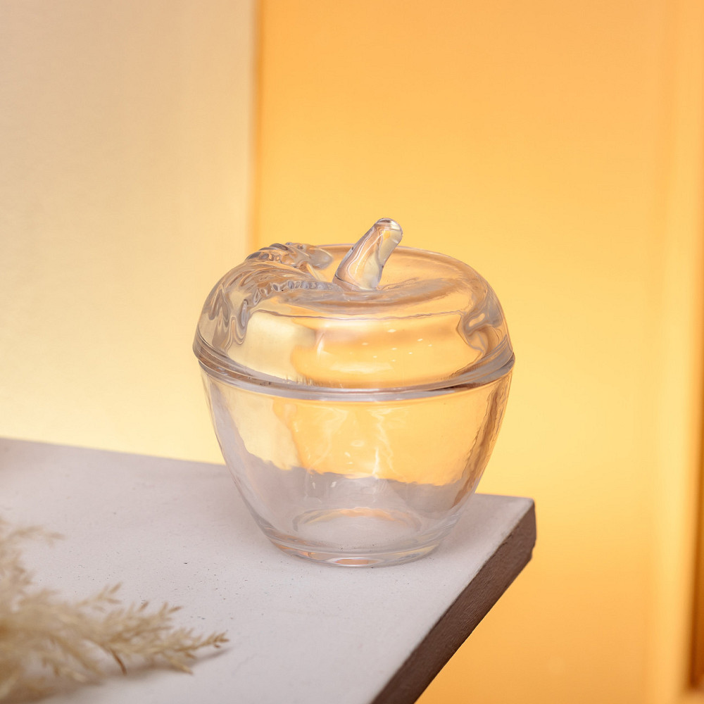 Конфетница с крышкой Ø 9.5 см ваза конфетница круглая стеклянная в форме яблока HP-4-101 Киев - изображение 4