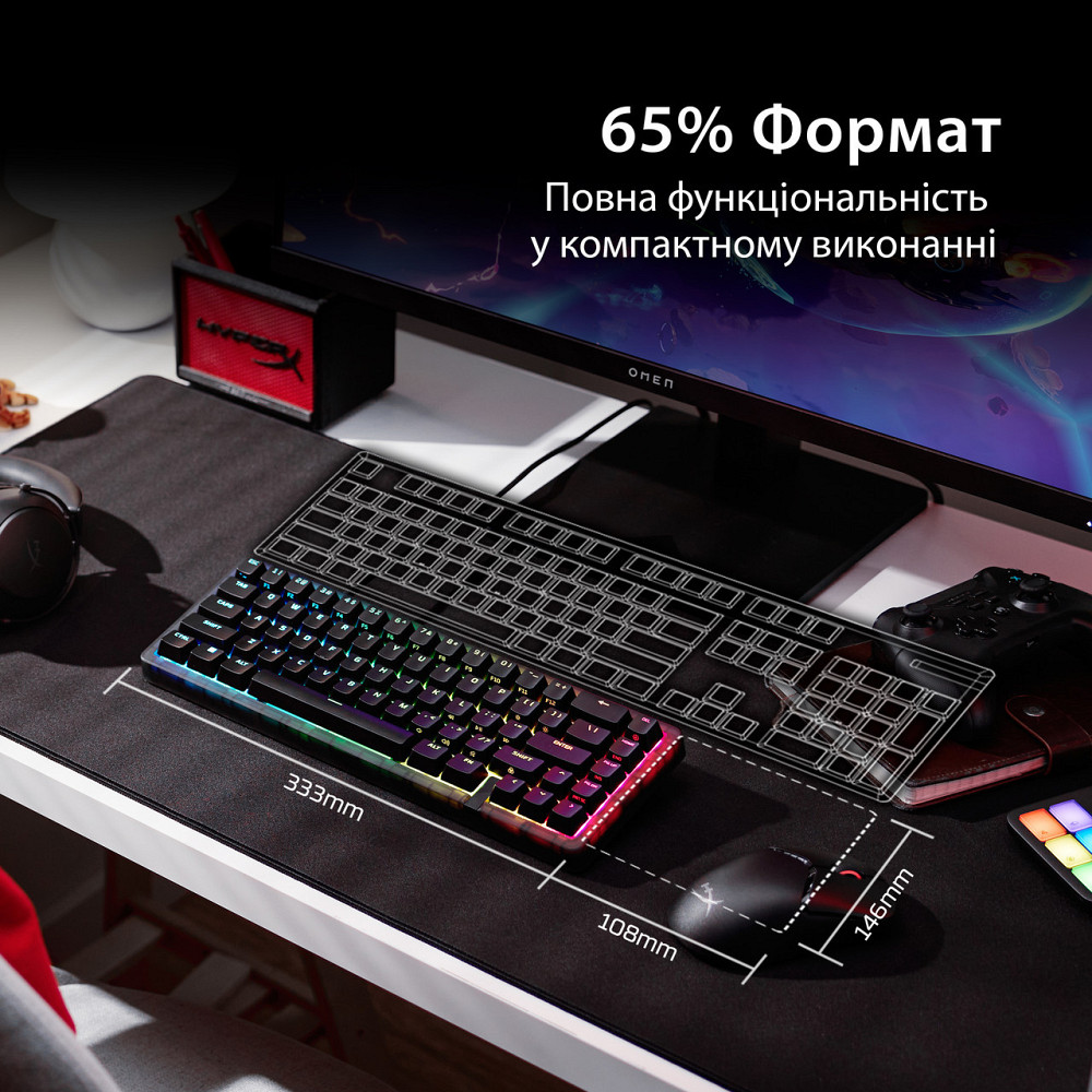 Клавіатура HyperX Origins 2 65 HX Red USB Black (B4QS3AA) ( 28354 ) Харьков - изображение 1