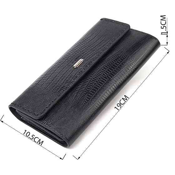 Фактурный вместительный женский кошелек из натуральной кожи CANPELLINI 21664 Черный Киев