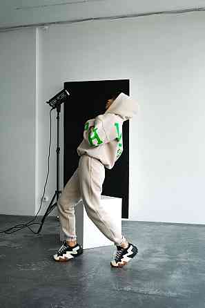 Женский стильный повседневный костюм Chicago с двойным капюшоном Бежевий, 42/46 Одесса