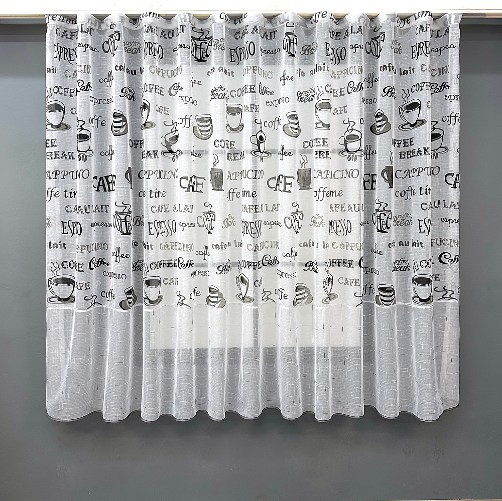 Кухонная тюль-арка VR-Textil № 1791т-1210т лен белый с черным 300х150 см (53-0189) Киев - изображение 2