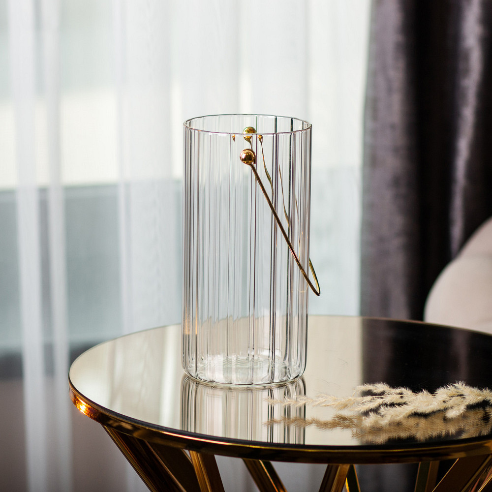 Стеклянная ваза для цветов с ручкой 19,5 см Киев - изображение 2