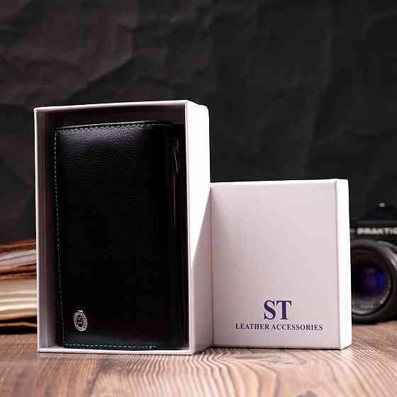Місткий шкіряний гаманець у три складання для жінок (ST Leather) Київ
