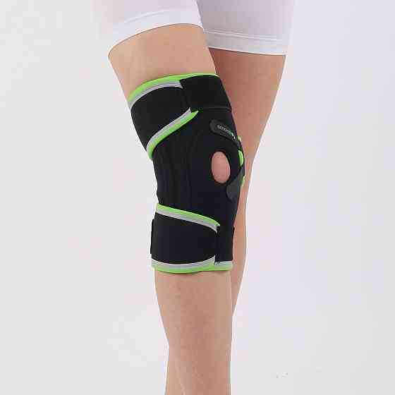 Бандаж на коліно неопреновий з металевими пластинами та відкритою чашкою STD2003 універсальний Кам'янець-Подільський