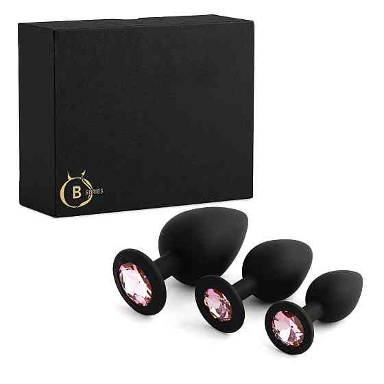 Силіконовий набір плагів Jewellery Silicone PLUG SET Black, чорний Sex Aura Київ