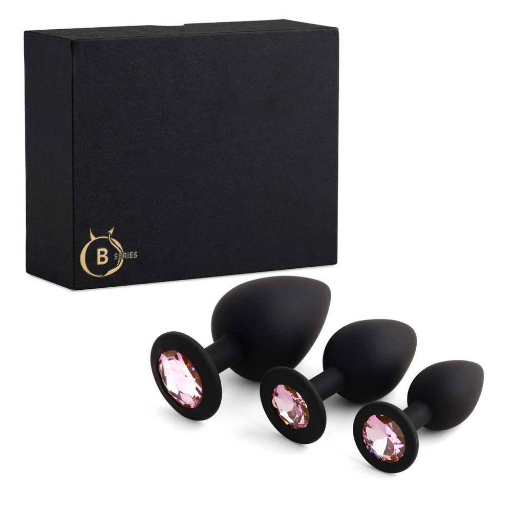 Силіконовий набір плагів Jewellery Silicone PLUG SET Black, чорний Sex Aura Київ - фото 1