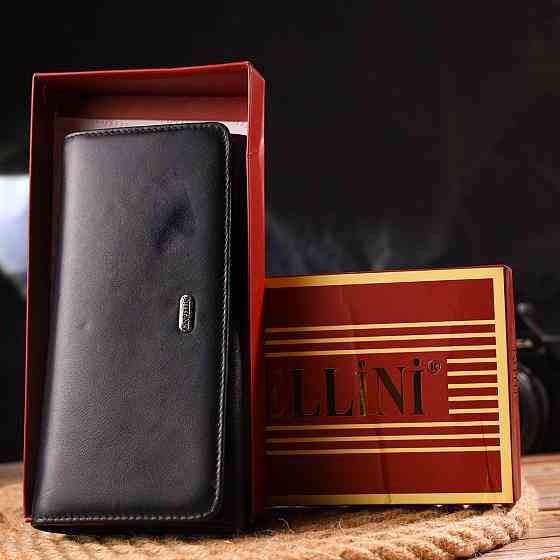 Місткий гаманець для жінок з натуральної гладкої шкіри Чорний (CANPELLINI) Київ