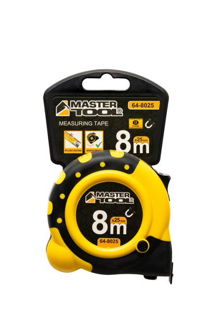 MASTERTOOL Рулетка MASTERTOOL 8 м×25 мм з магнітами 2 фіксатори кнопка STOP покриття TPR нейлон Коломия - фото 8