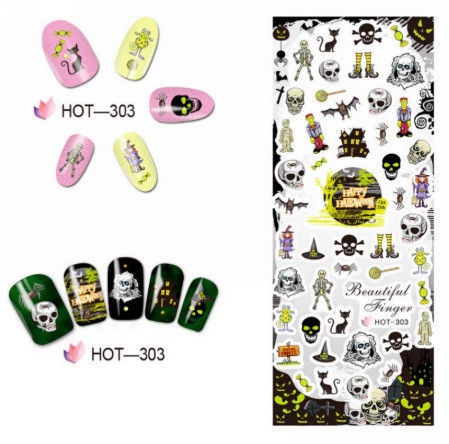 Наклейки для ногтей Хэллоуин 12 на 5 см разноцветный Киев - изображение 1