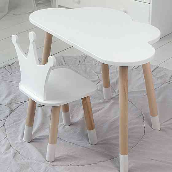 Столик хмаринка 46х70х40 і стільчик корона 26х26х24, стіл та стілець в дитячу, білий Київ