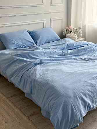 Постельное белье из вареного хлопка семейный Richman 150-215 см (2шт) 70-70 2шт голубой Днепр