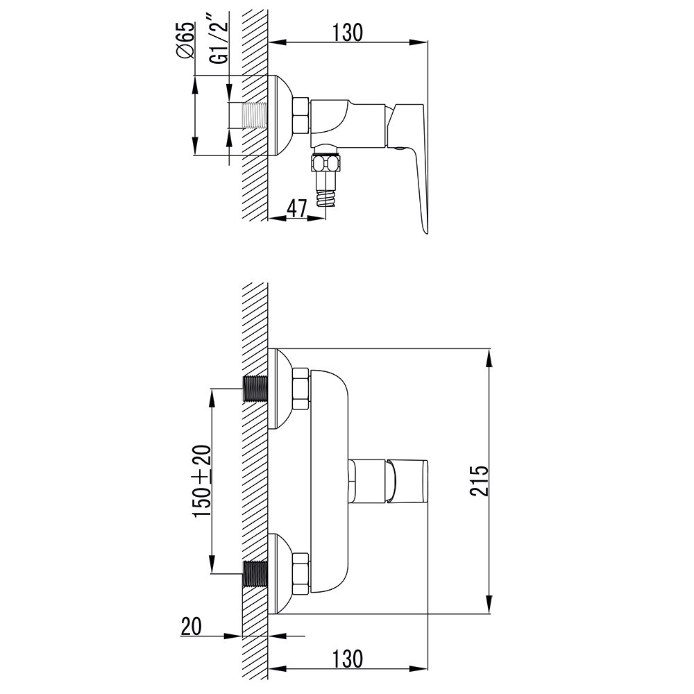 Змішувач LUGANO Ø25 для душу CORSO CH-1D147C (9620300) Київ - фото 3