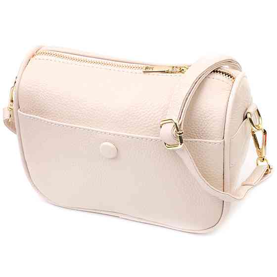 Компактна сумка крос-боді для жінок з натуральної шкіри на кожен день Біла (Vintage) Київ