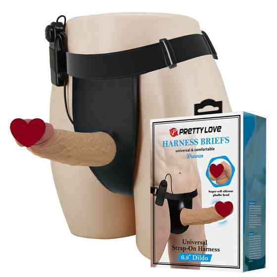 Вибрострапон полый мужской Pretty Love Draven реалистик, с проводным пультом, 17.5 х 3.7 см Sex Aura Киев