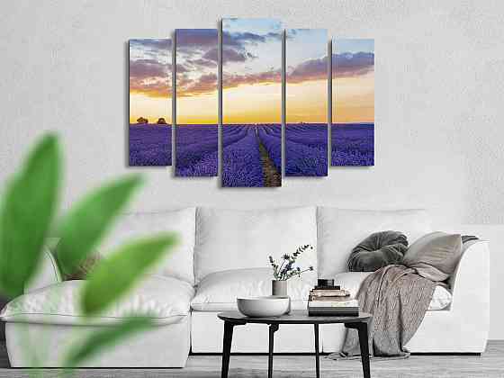 Модульна картина у вітальню / спальню Лавандове поле Світанок Art-391_5 ( 80х118см ) Київ