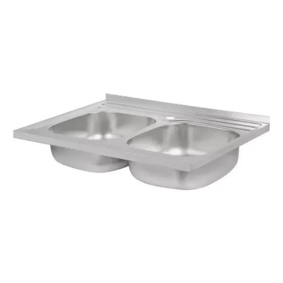 Кухонная мойка накладная на две чаши WEZER 8060 (08) Satin (0.8 мм) Киев