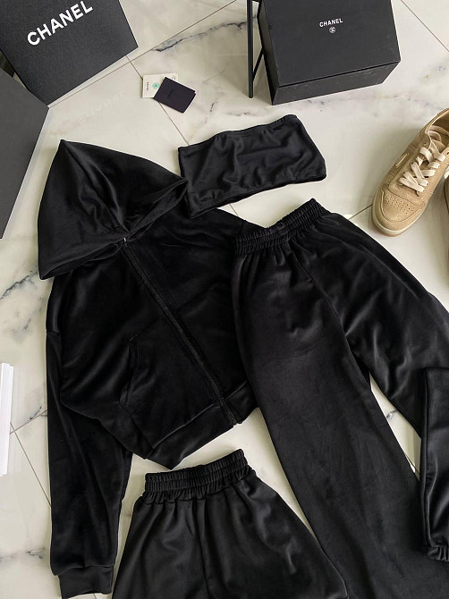 Жіночий прогулянковий костюм четвірка: худі, топ, шорти і штани турецький велюр спорт Одеса - фото 2