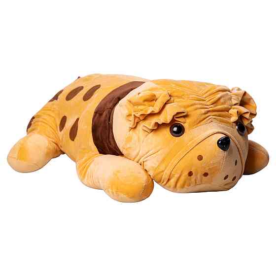 Подушка-іграшка Собака з пледом 65 см Коричнева Київ