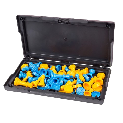 Набір Настільних ігор шахи/шашки/пластикова коробка-дошка синій/жовтий Технок 9055 Житомир