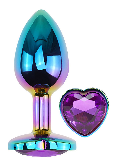 Анальна пробка з кристалом EGZO - Multicolor Heart Plug Purple size S Sex Aura Київ - фото 2