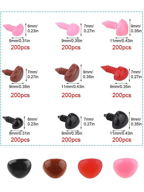 Нос для игрушек трехугольный, винтовой с фиксатором цвет розовый размер 6х8 мм Киев - изображение 2