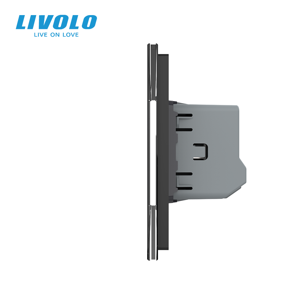 Сенсорний прохідний/перехресний вимикач 6 сенсорів (2-2-2) LIVOLO чорний матове скло Коломия - фото 4