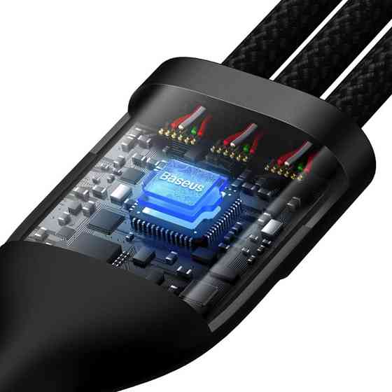 Кабель Baseus Flash Series Two-for-three Charging Cable U+C - M+L+C 100W 1.2m Black CASS030101 Одесса